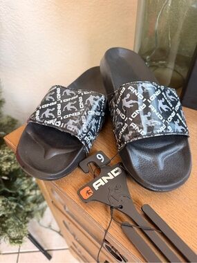 And1 Black Logo Slide Sandals for Kids